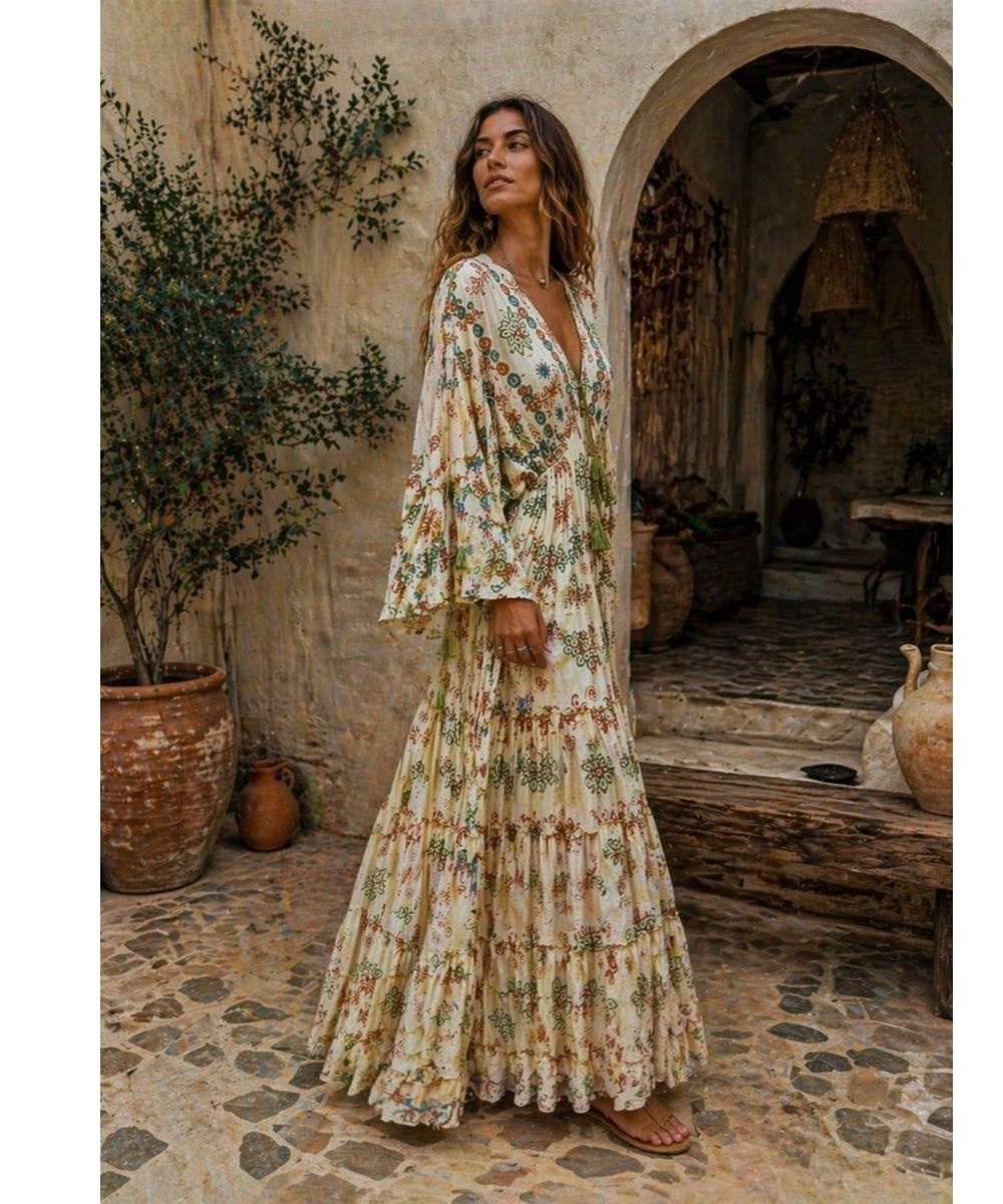 Arya Desenli Boho Elbise