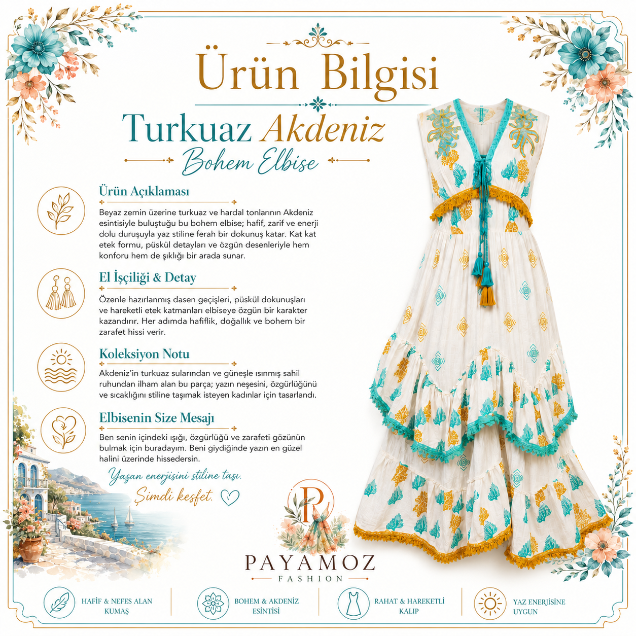 Turkuaz Akdeniz Bohem