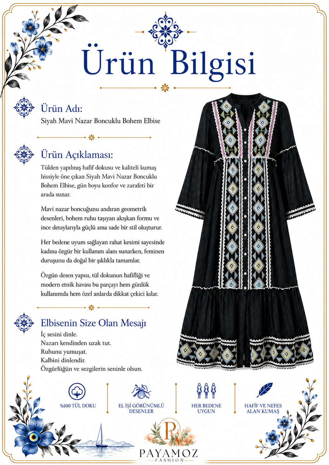 Siyah Mavi Nazar Bonucğu Bohem